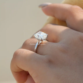 Top view of Cushion Lab Diamond Hidden Halo Ring for women 's wear