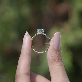 Back view of Moissanite Engagement Ring in Old Mine Pear Cut Moissanite