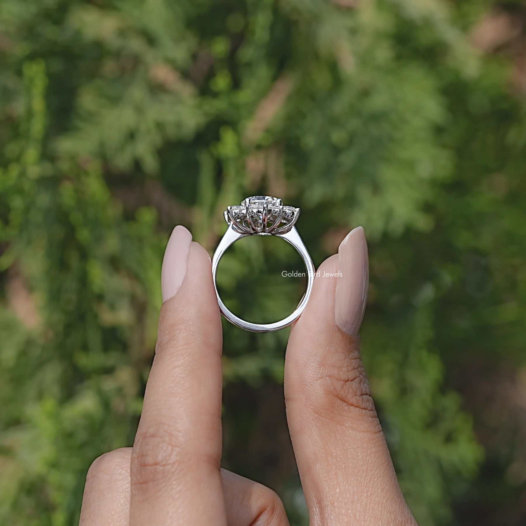 Back view of Round Cut Moissanite Ring 