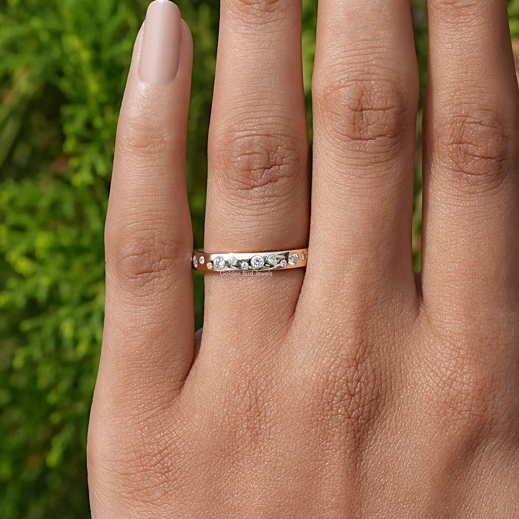 View of Flush Set Eternity Wedding Band In Yellow Gold