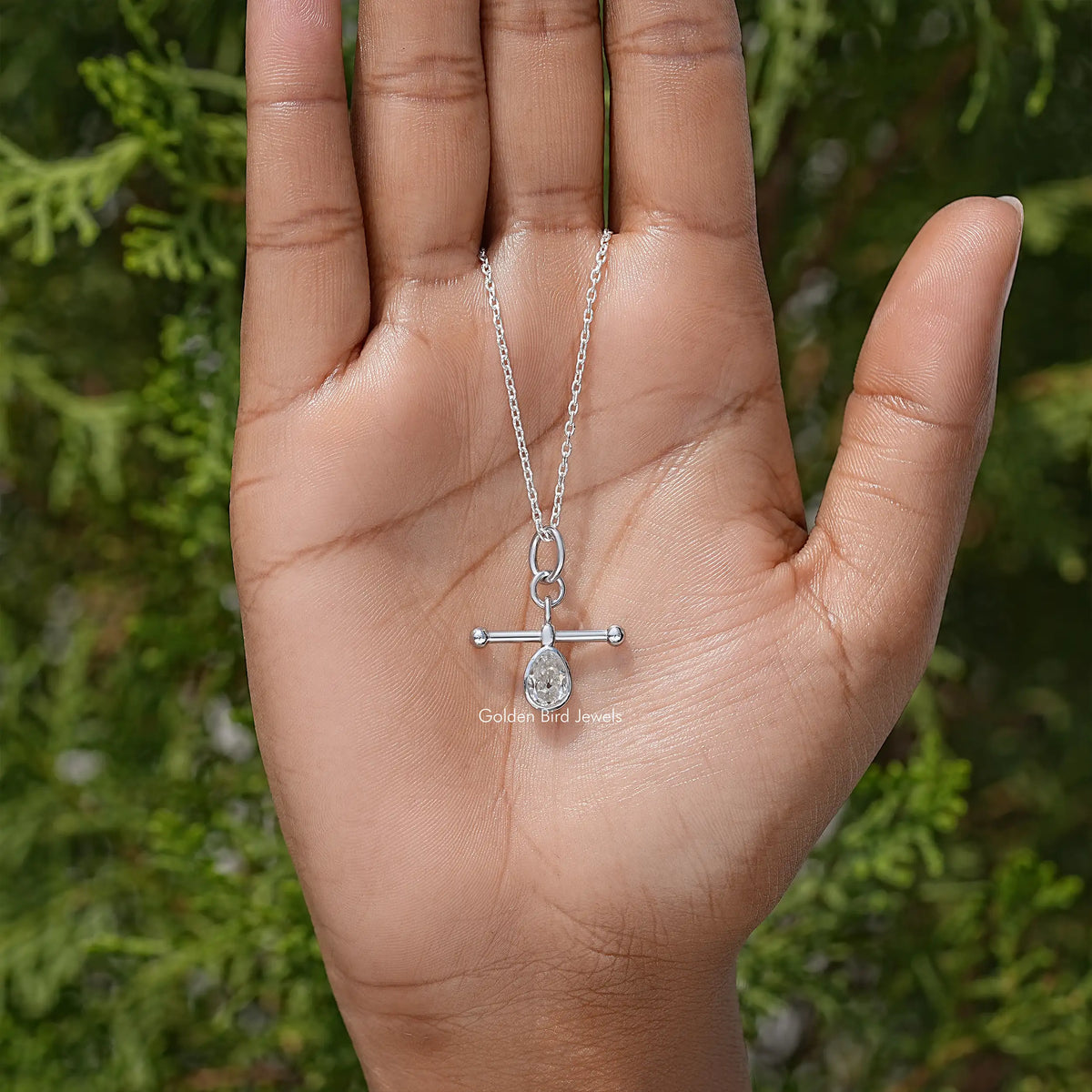 Pear Cut Moissanite Bezel Set Pendant