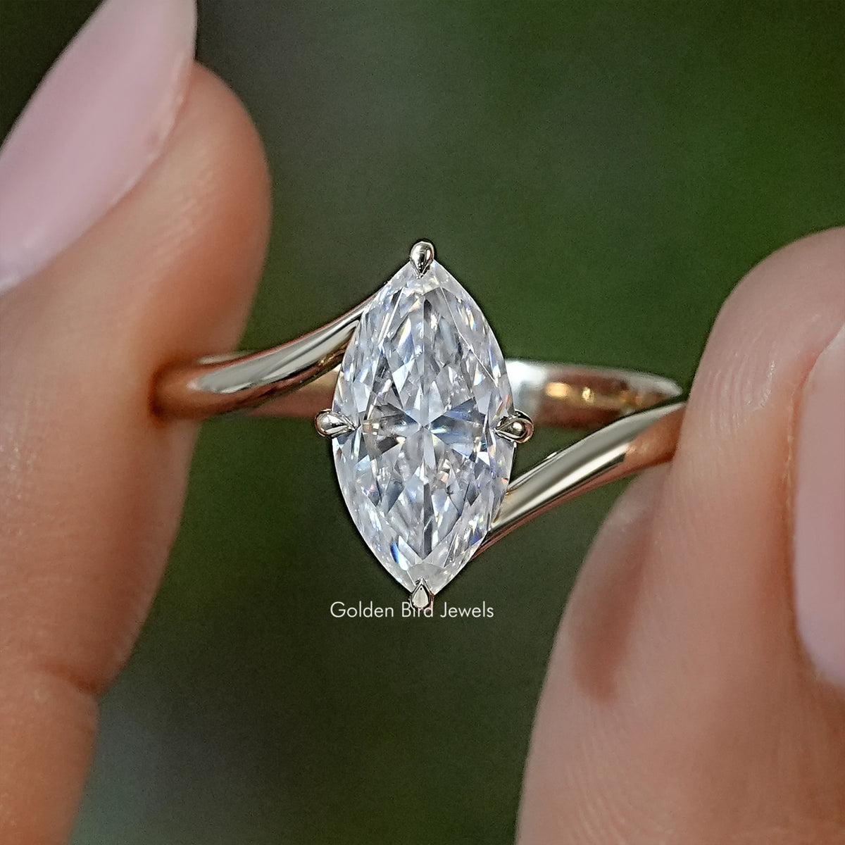 Marquise Moissanite Solitaire Engagement Ring