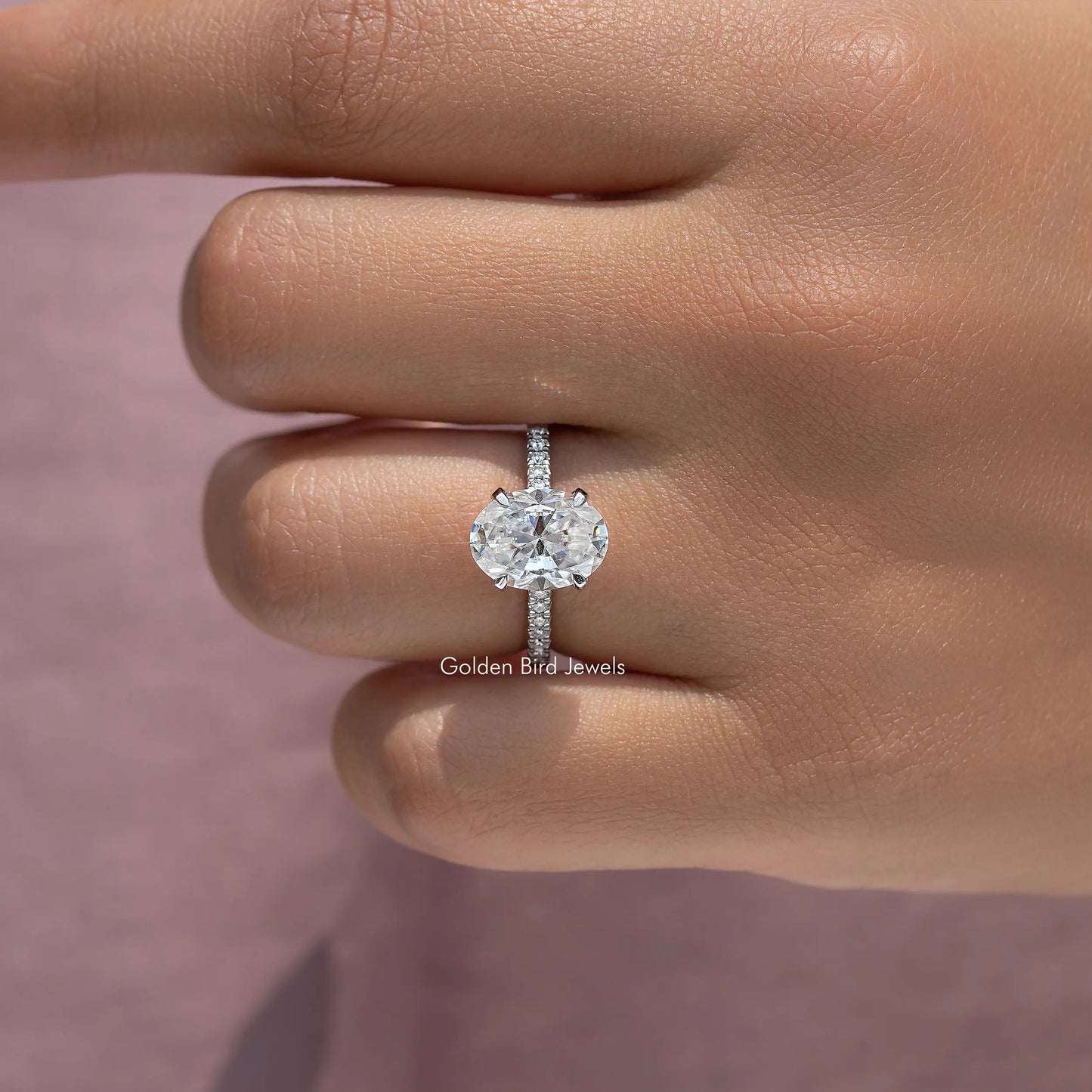 Oval Cut Moissanite Hidden Halo Engagement Ring