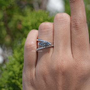 Split Shank Marquise Cut Moissanite Engagement Ring