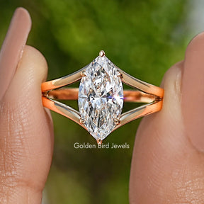Split Shank Marquise Cut Lab Diamond Ring
