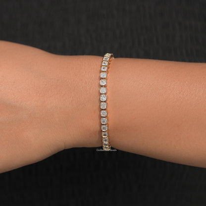 front View of Square Cushion Lab Diamond Tennis Bracelet
