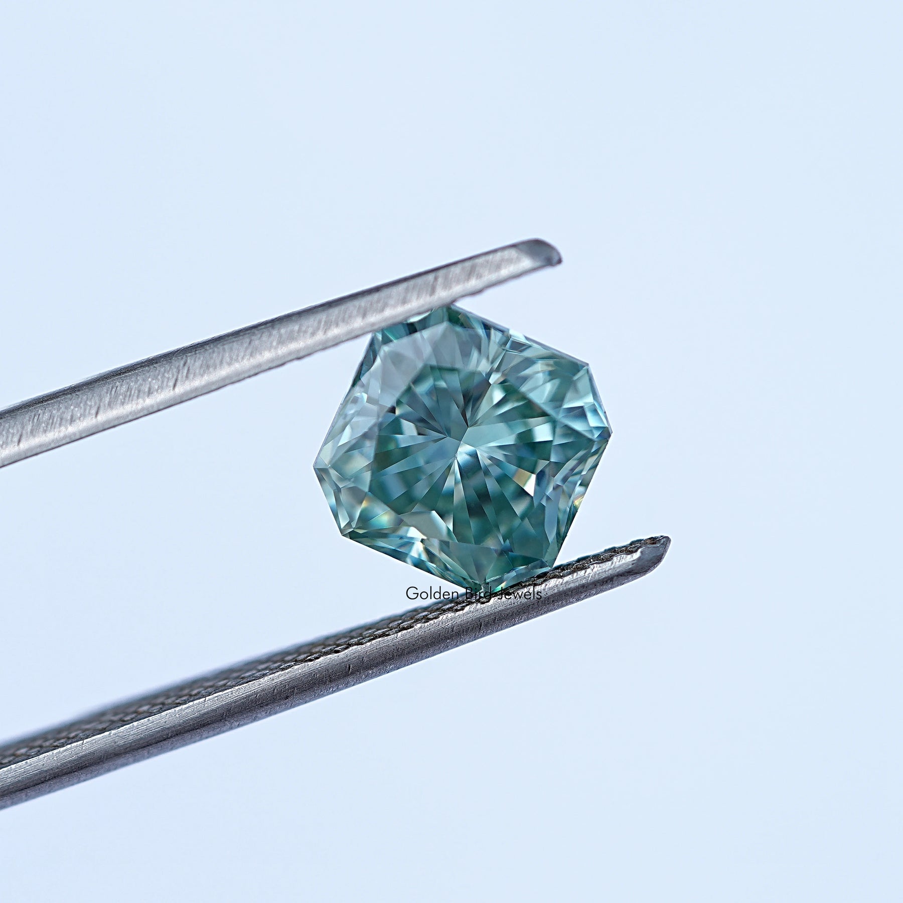 Tweezer view of Moissanite Radiant Cut Loose  Stone