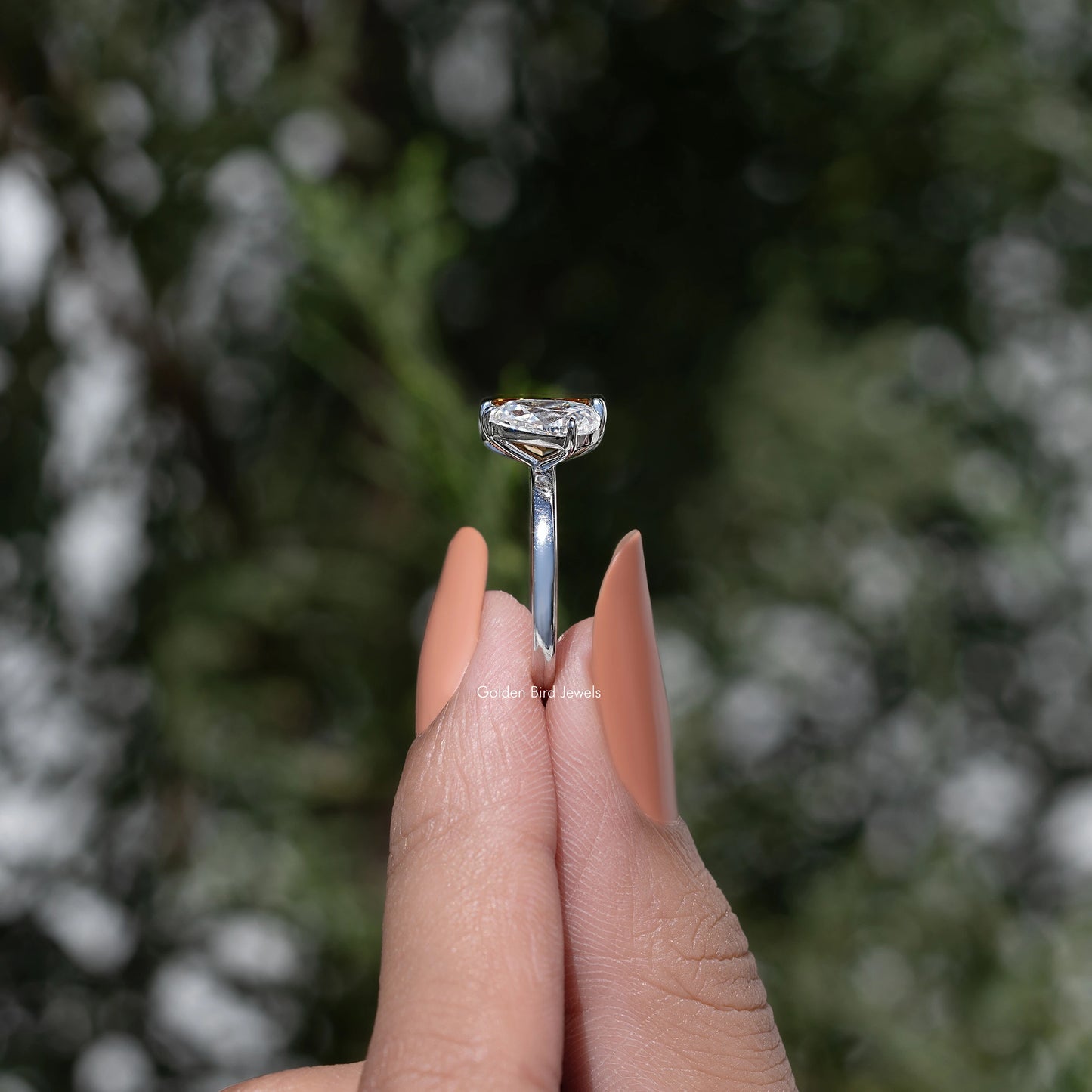 Pear Radiant Fancy Colored Moissanite Toi Et Moi Ring