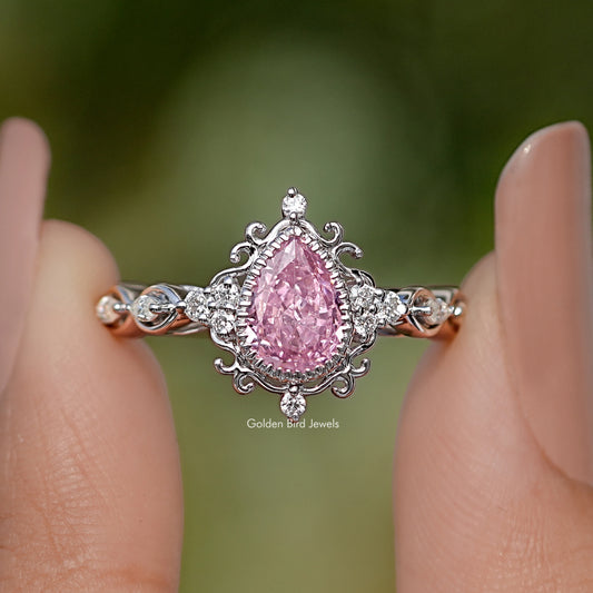 Tourmaline Pink Pear Cut Gemstone Ring