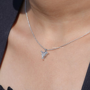 Front View Of Lab Diamond Solitaire Necklace 
