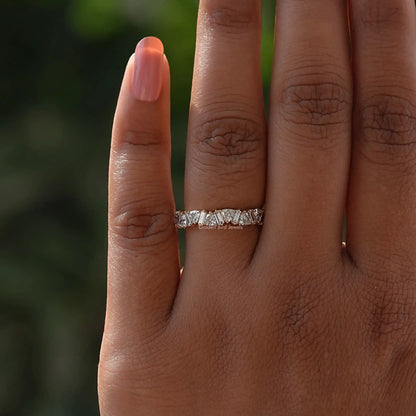 Front View of Trillion and Baguette Cut Eternity Ring