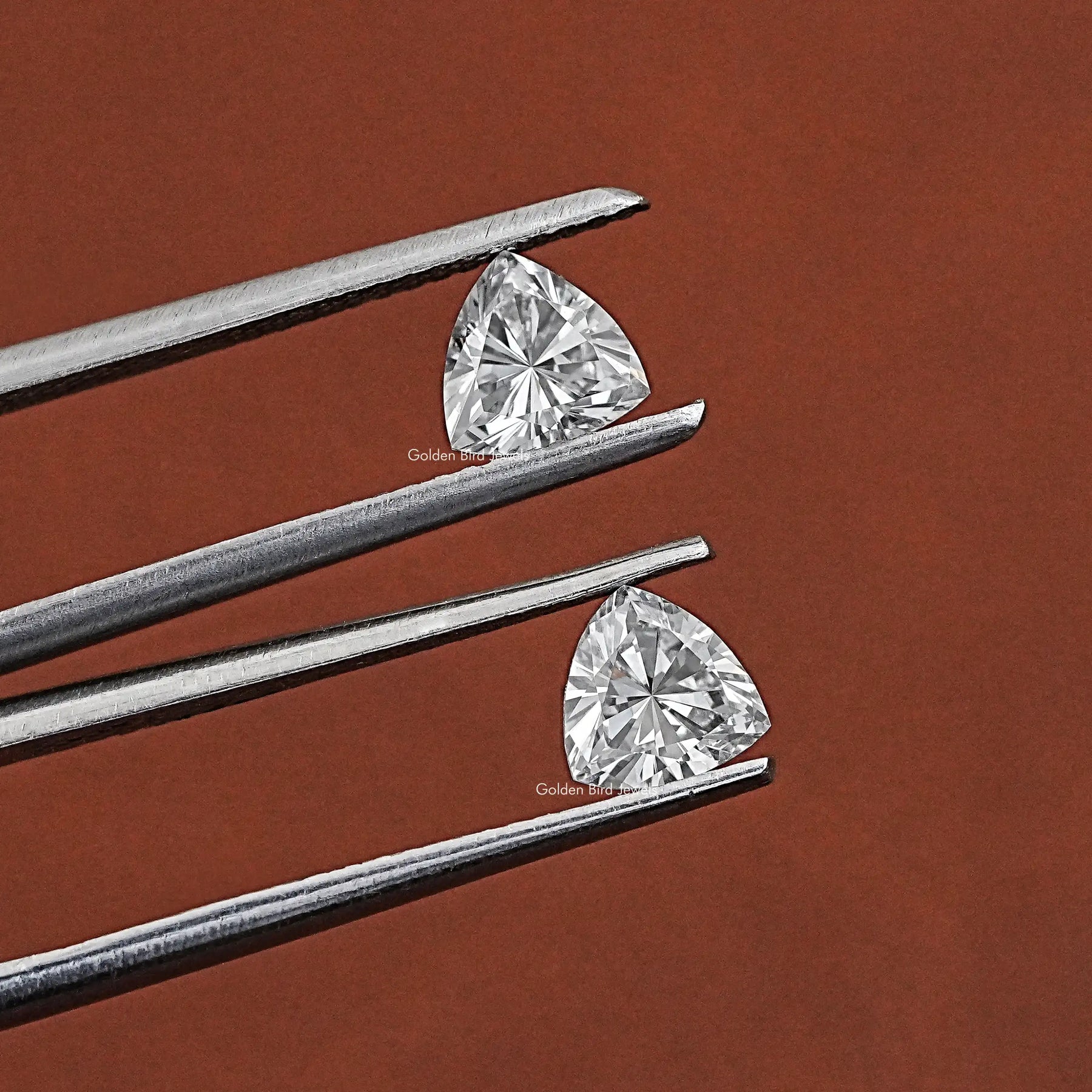 Front View Of  Lab Grown Trillion Cut Matching Pair