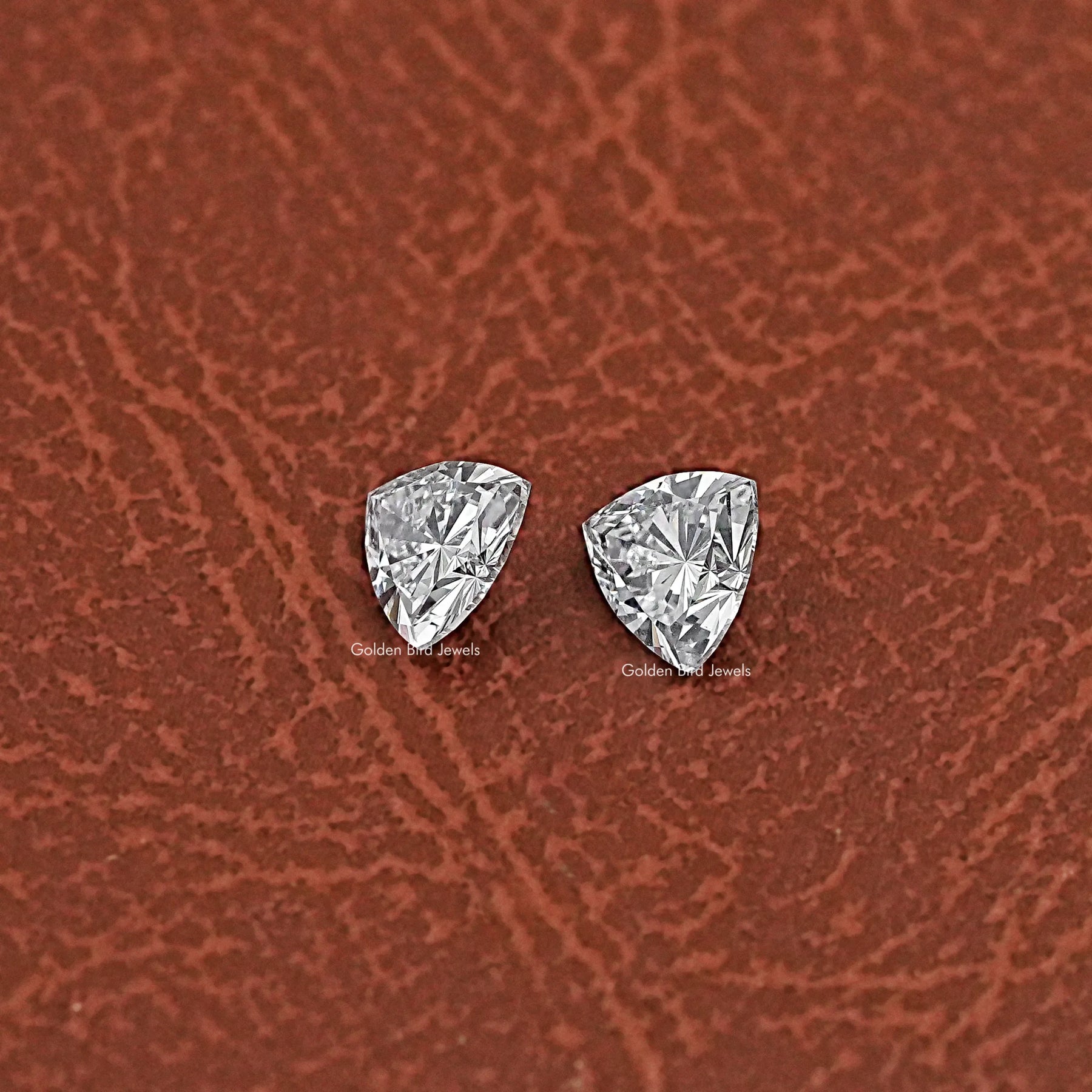 Detailed View Of Trillion Shaped Lab Grown Matching Pair