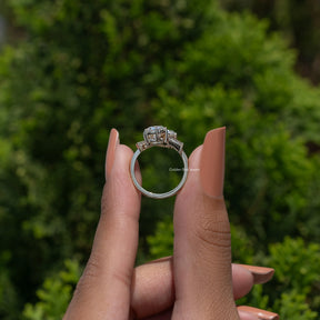 2 stone Old Mine Cushion Bypass Engagement Ring