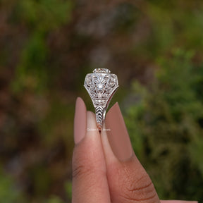 Vintage Moissanite Old European Round Cut Ring