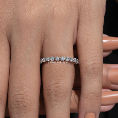 Round Cut Moissanite Diamond Half Eternity Band