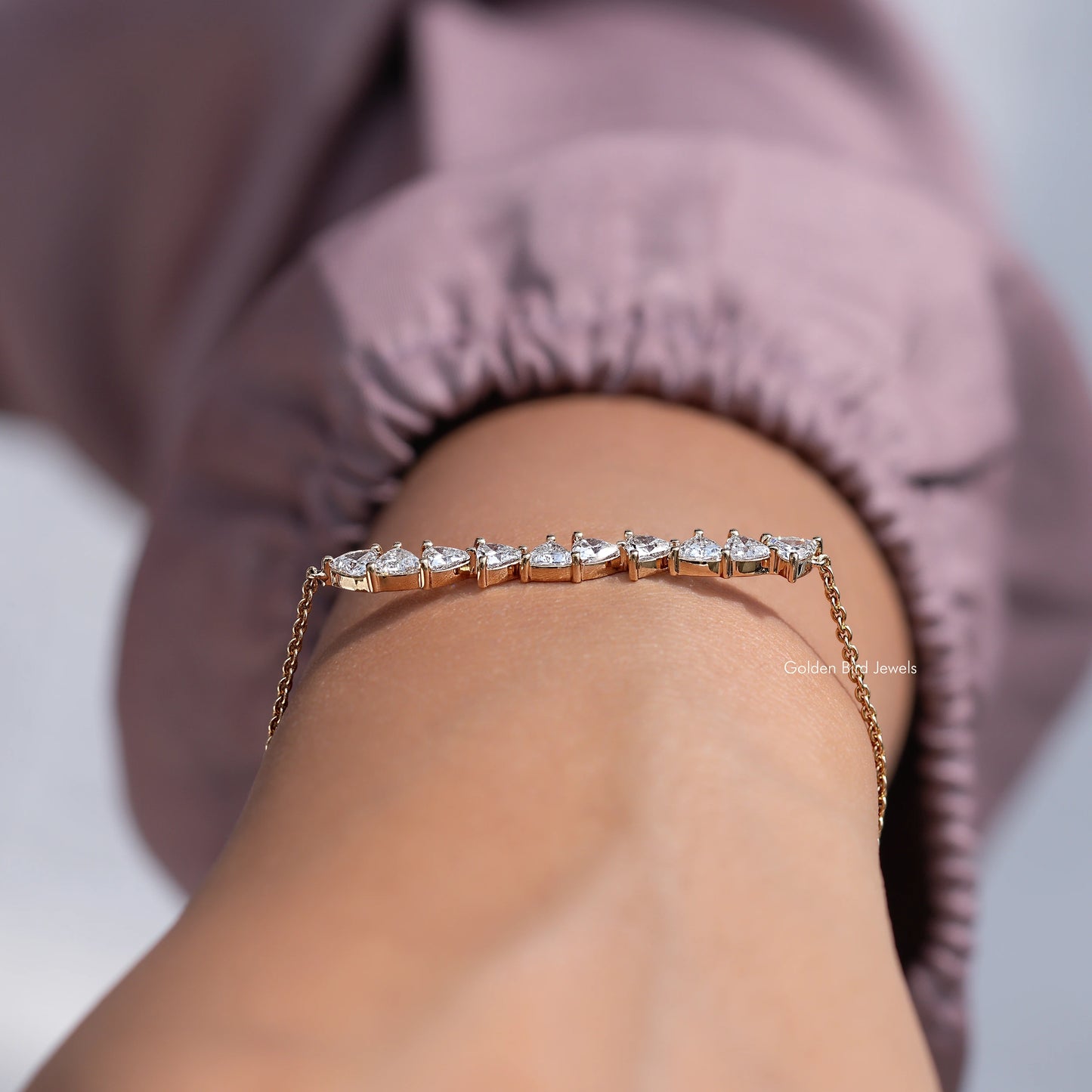 Trillion Cut Lab Grown Diamond Engagement Bracelet