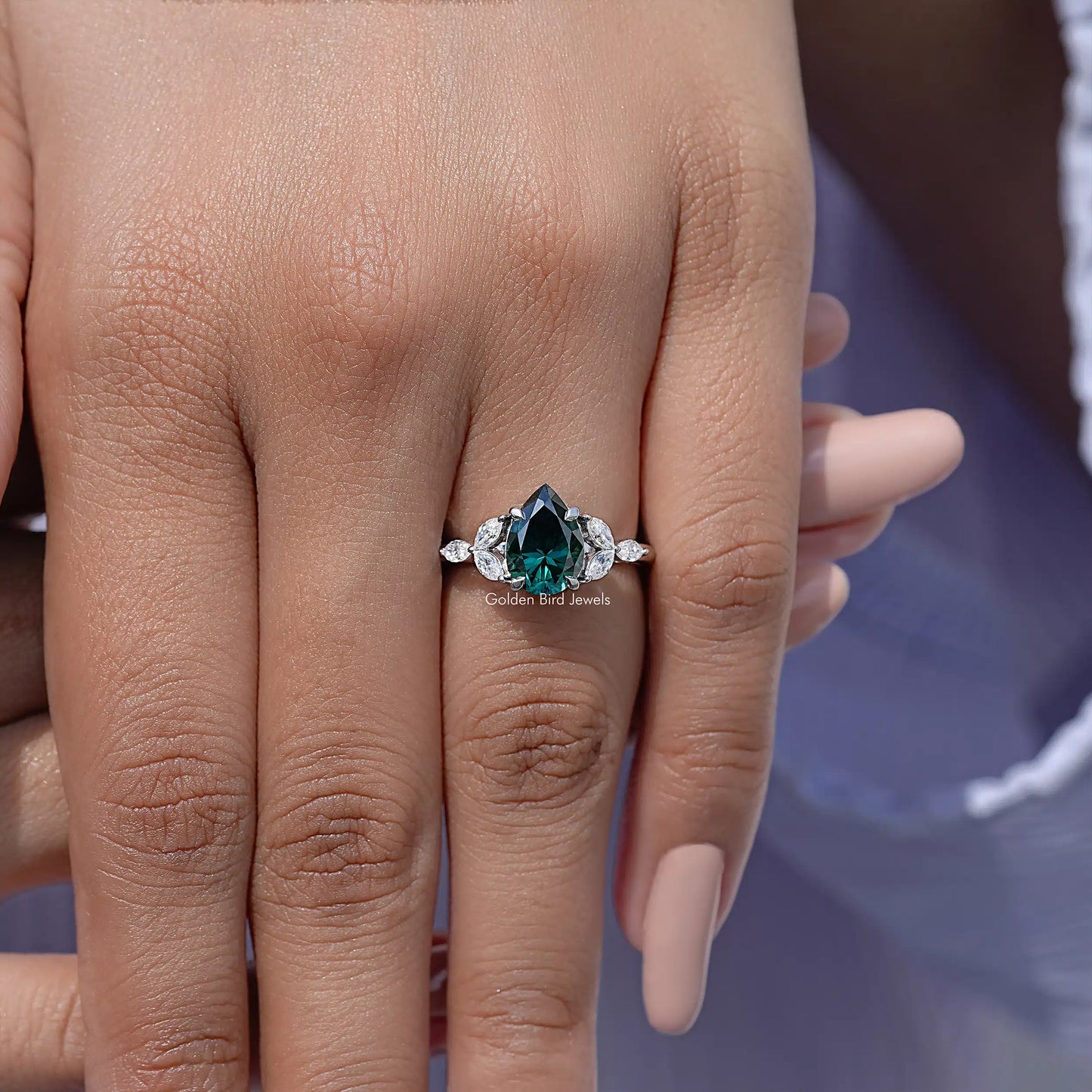 Pear Gemstone Moissanite Engagement Ring