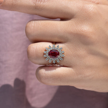 Oval Gemstone Halo Engagement Ring