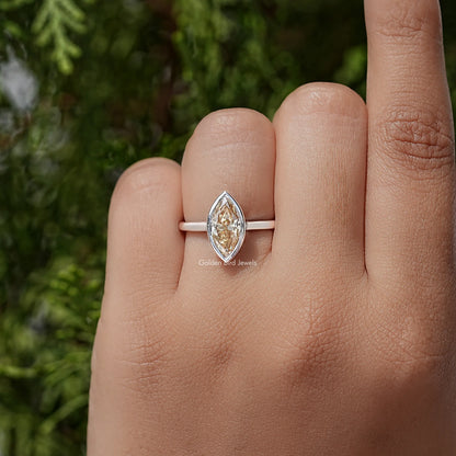 Marquise Bezel Set Diamond Moissanite Ring