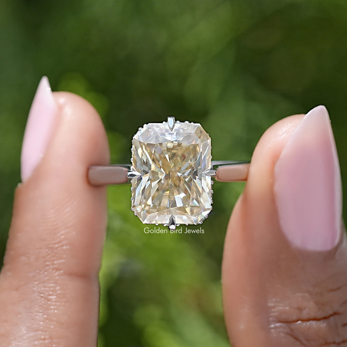 Yellow Radiant Cut Moissanite Engagement Ring