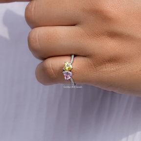 Yellow And Pink Heart Gemstone Toi Et Moi Ring