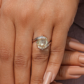 Bypass Shank Old Mine Yellow Cushion Moissanite Solitaire Ring