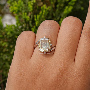 Bypass Shank Old Mine Yellow Cushion Moissanite Solitaire Ring