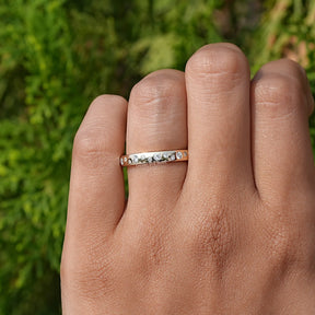 View of Round Cut Flush Set Eternity Band In Finger 