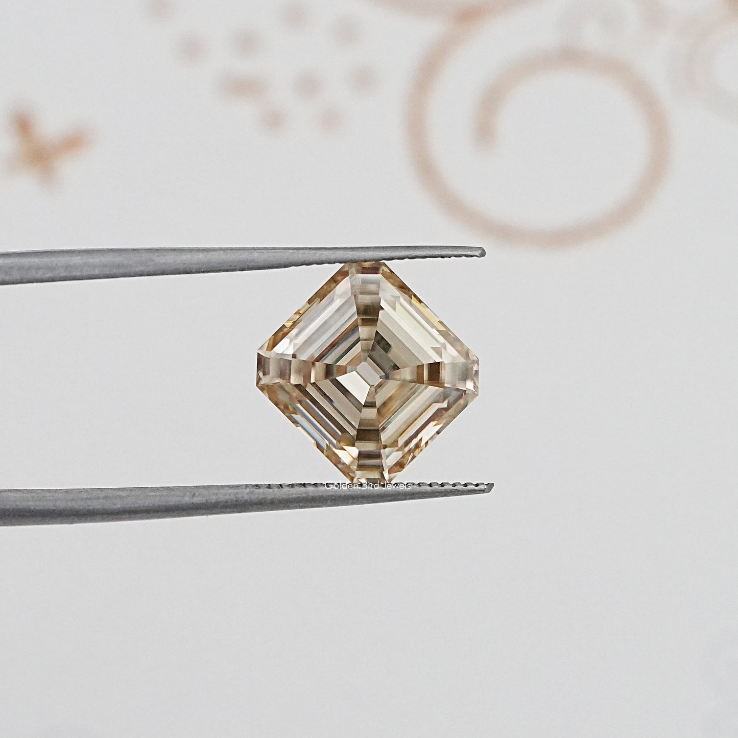 Front View Of Old Mine Asscher Cut Loose Moissanite Stone