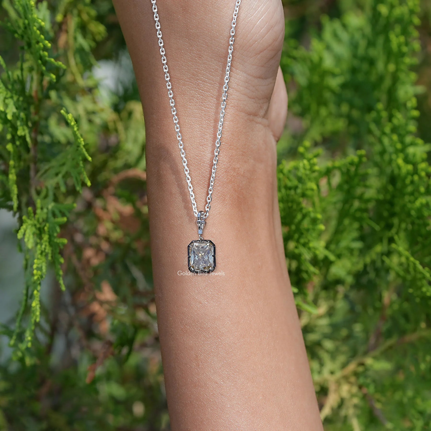 Yellow Radiant Moissanite Solitaire Pendant