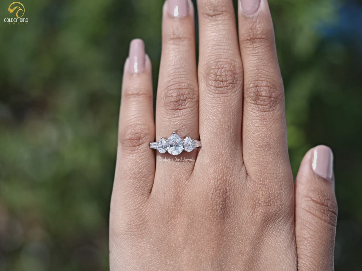Youtube Video of Lab Grown Pear Cut Diamond Five Stone Ring