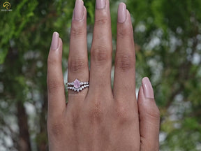 Tourmaline Pink Pear Gemstone Ring Set
