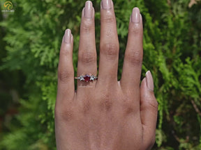 Garnet Hexagon Cut Gemstone Engagement Ring