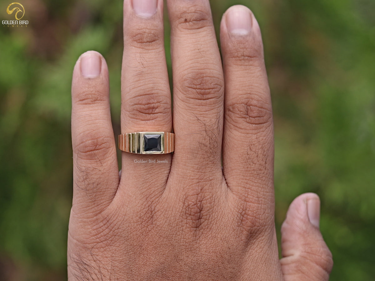 Youtube Video of Princess Cut Black Gemstone Solitaire Men's Ring
