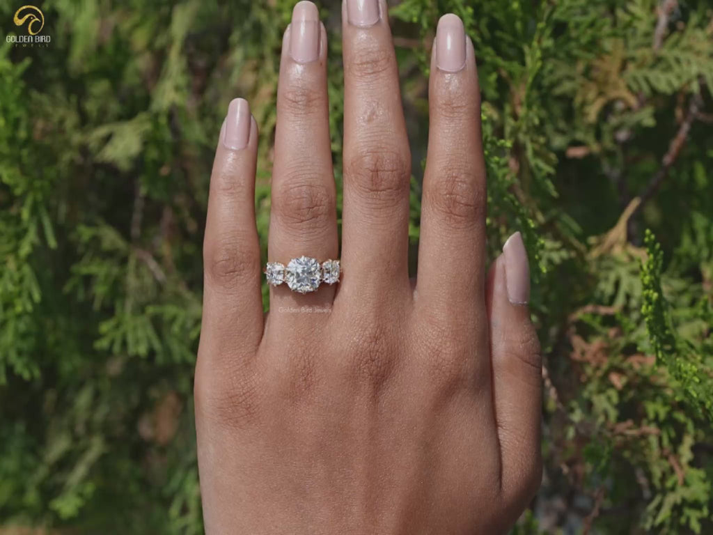 Youtube Video of Square Old Mine Cushion Diamond Three Stone Ring