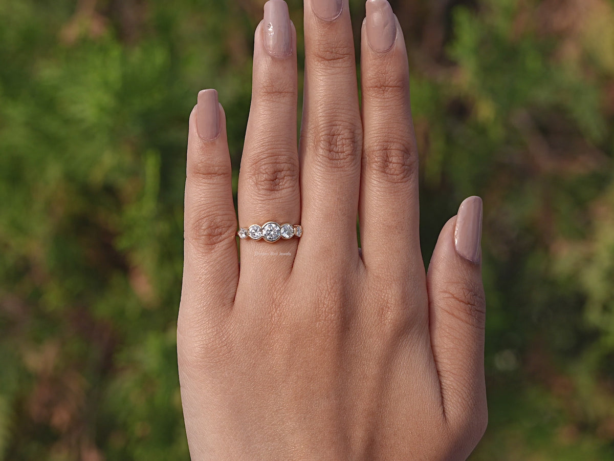 Youtube Video of Pentagon And Round Lab Diamond Five Stone Ring