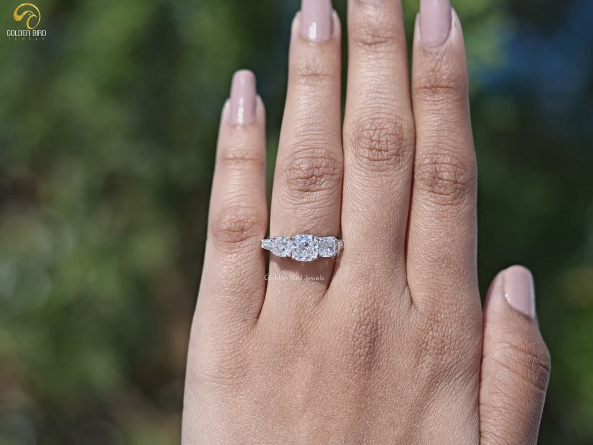 Youtube Video of Square Cushion And Tapered Baguette Five Stone Ring