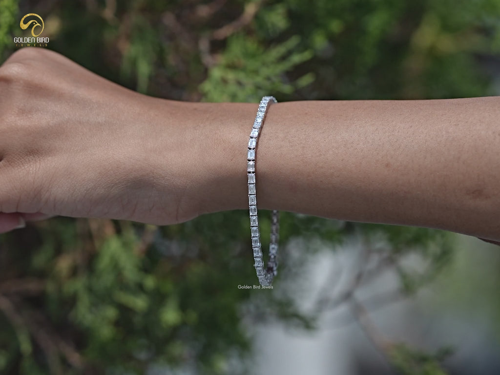 You tube Video of Emerald Cut Lab Tennis Bracelet
