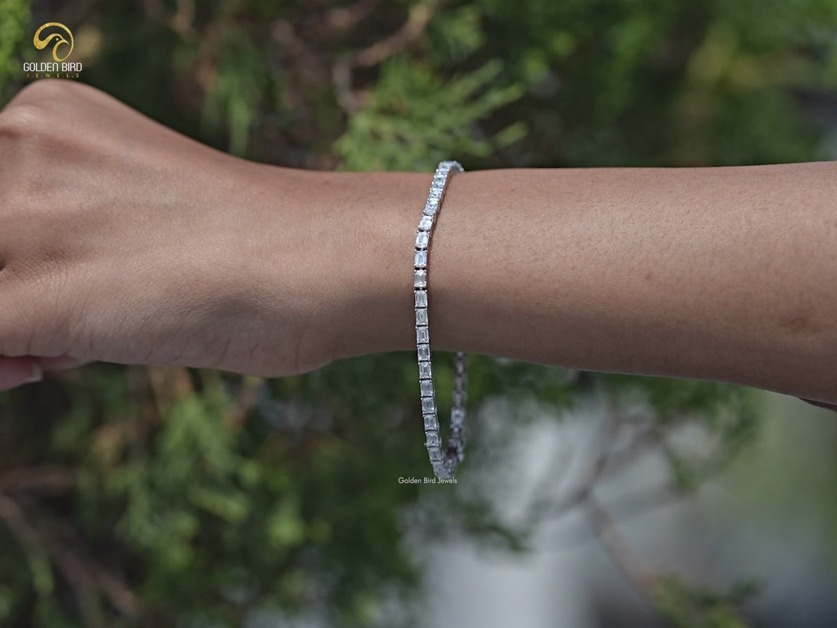 You tube Video of Emerald Cut Lab Tennis Bracelet
