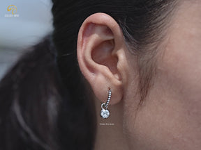 You tube Video of Old European Round Moissanite Dangle Hoop Earrings