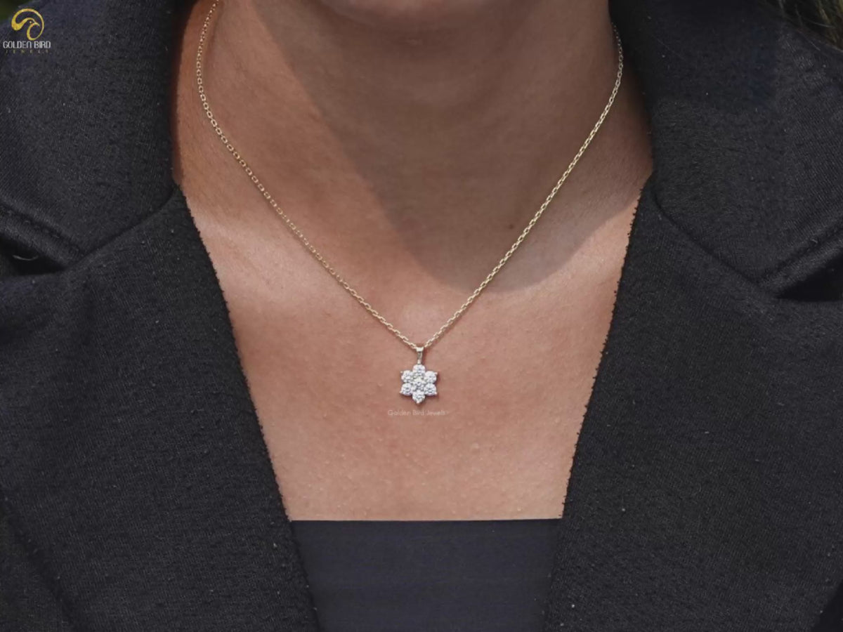 Round Cut Diamond Floral Minimalist Pendant