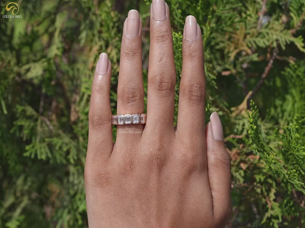 Youtube Video of Emerald Cut Lab Diamond Bezel Set Eternity Band