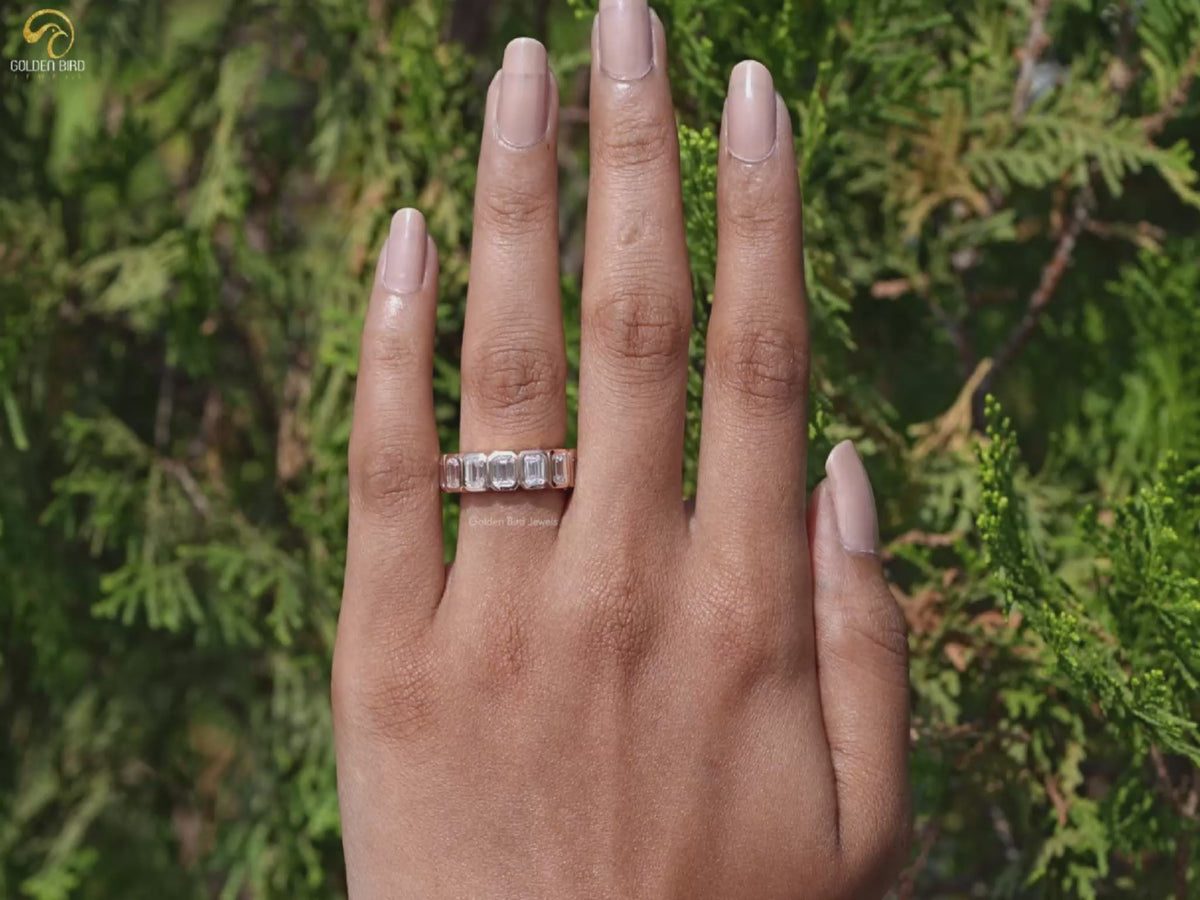 Youtube Video of Emerald Cut Lab Diamond Bezel Set Eternity Band