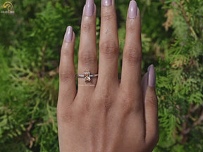 Citrine Orange Emerald Gemstone Solitaire Ring