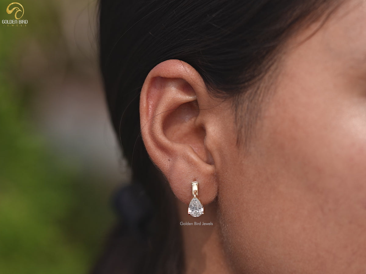 Youtube Video of Pear Cut Lab Diamond Solitaire Huggie Hoop Earrings