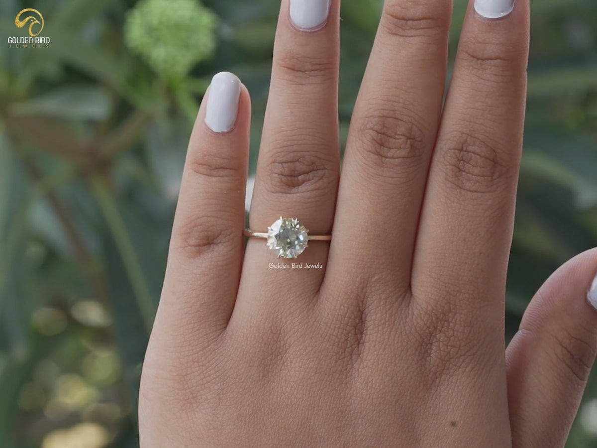 OEC Round Light Yellow Solitaire Moissanite Ring