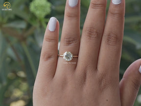 OEC Round Light Yellow Solitaire Moissanite Ring