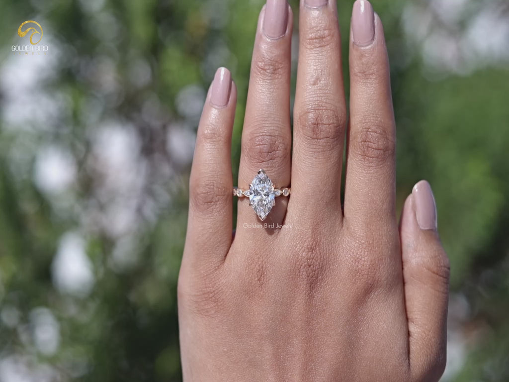 Youtube Video of Marquise Cut Lab Diamond Accent Set Bridal Ring