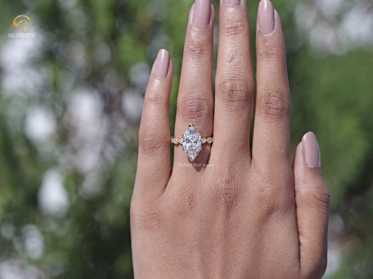 Youtube Video of Marquise Cut Lab Diamond Accent Set Bridal Ring